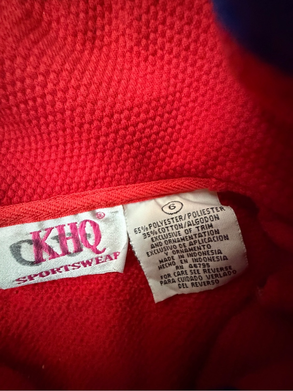 Vintage KHQ Sportswear jacket kids size 6 flower fun Blue Red Button - Picture 3 of 5